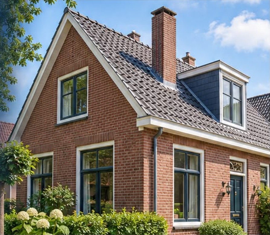 Bakstenen woning met pannendak en dakkapel
